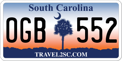 SC license plate OGB552