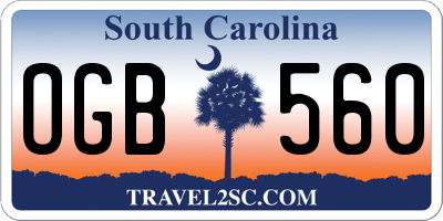 SC license plate OGB560