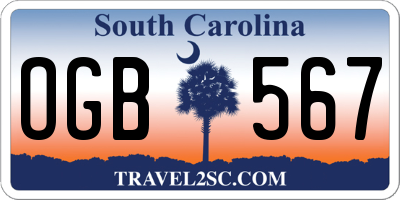SC license plate OGB567
