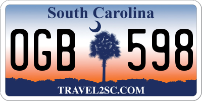 SC license plate OGB598