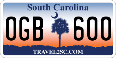 SC license plate OGB600