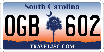 SC license plate OGB602