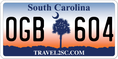 SC license plate OGB604