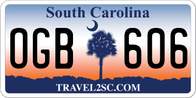 SC license plate OGB606