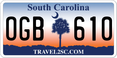 SC license plate OGB610