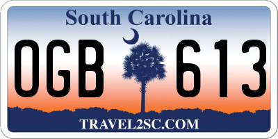 SC license plate OGB613
