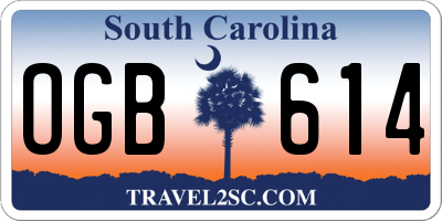 SC license plate OGB614
