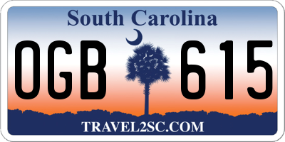 SC license plate OGB615