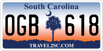 SC license plate OGB618