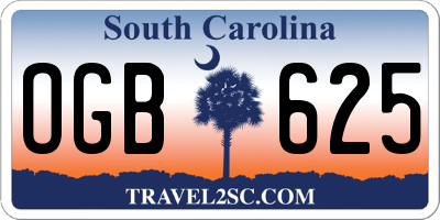 SC license plate OGB625