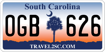SC license plate OGB626