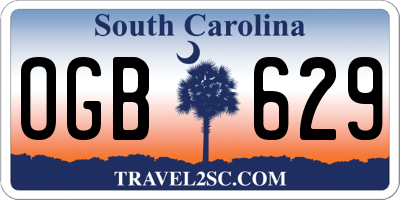 SC license plate OGB629