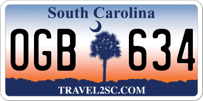 SC license plate OGB634