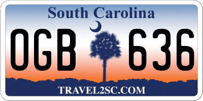 SC license plate OGB636
