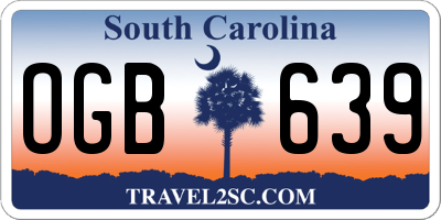 SC license plate OGB639