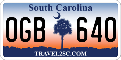 SC license plate OGB640