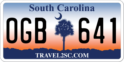 SC license plate OGB641