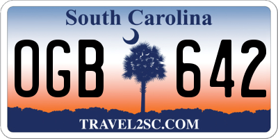 SC license plate OGB642