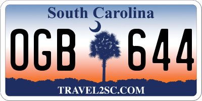 SC license plate OGB644