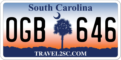 SC license plate OGB646