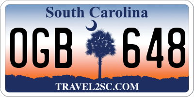 SC license plate OGB648
