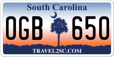 SC license plate OGB650