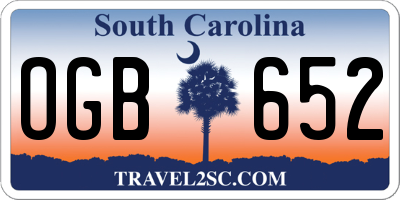 SC license plate OGB652