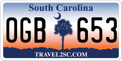 SC license plate OGB653
