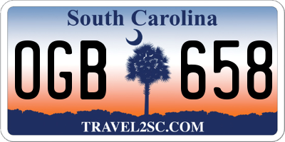 SC license plate OGB658
