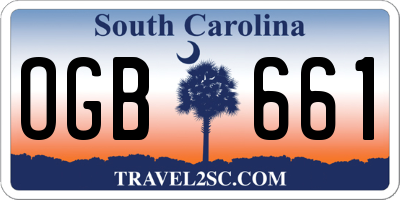SC license plate OGB661