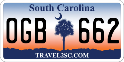 SC license plate OGB662