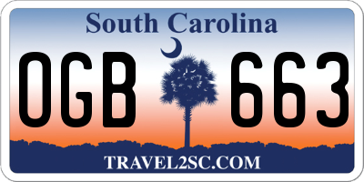 SC license plate OGB663