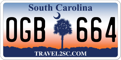SC license plate OGB664