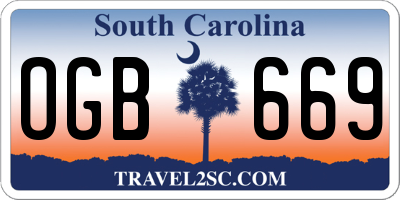 SC license plate OGB669