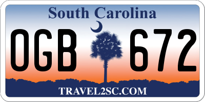 SC license plate OGB672