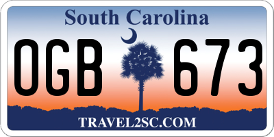 SC license plate OGB673