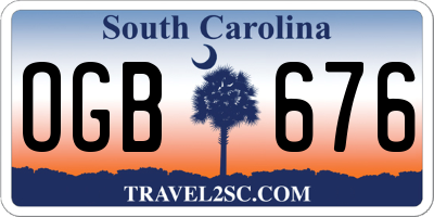 SC license plate OGB676
