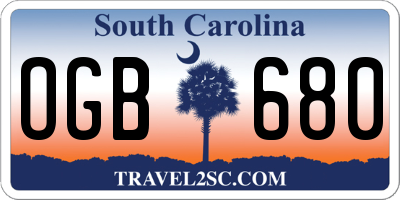 SC license plate OGB680