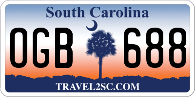 SC license plate OGB688