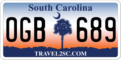 SC license plate OGB689