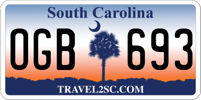 SC license plate OGB693