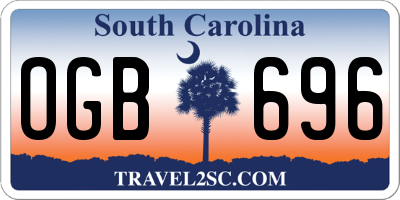 SC license plate OGB696