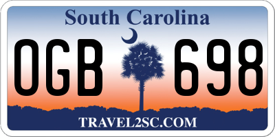 SC license plate OGB698
