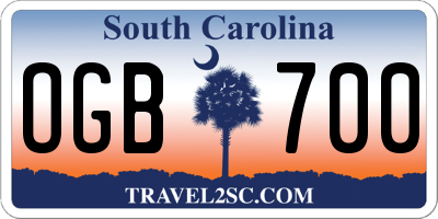 SC license plate OGB700