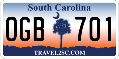 SC license plate OGB701