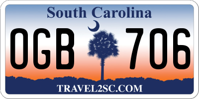 SC license plate OGB706