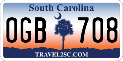 SC license plate OGB708