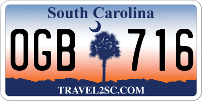 SC license plate OGB716