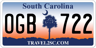SC license plate OGB722
