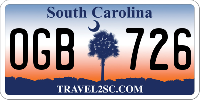 SC license plate OGB726